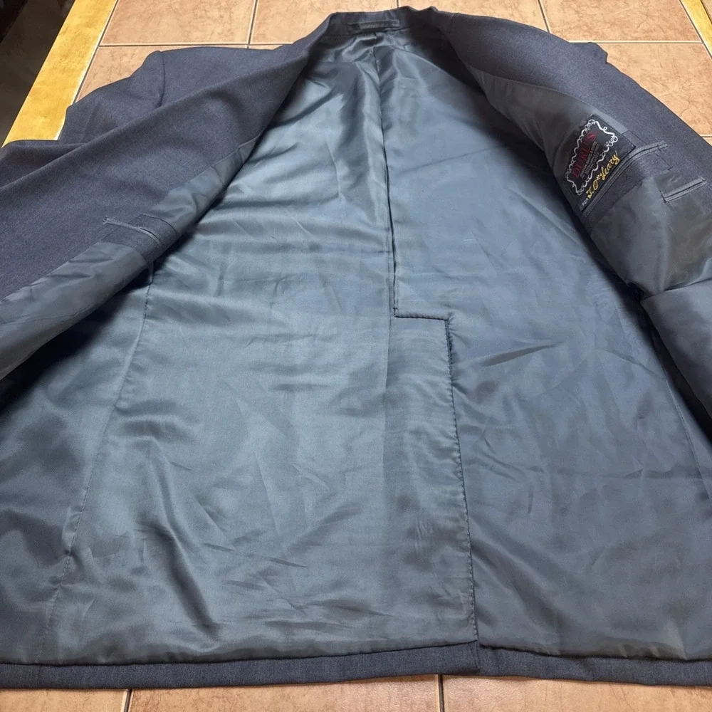 Vintage Duru's Chicago Tailor 2 Piece Suit 48R Jacket 40 x 28 Pants Medium Gray